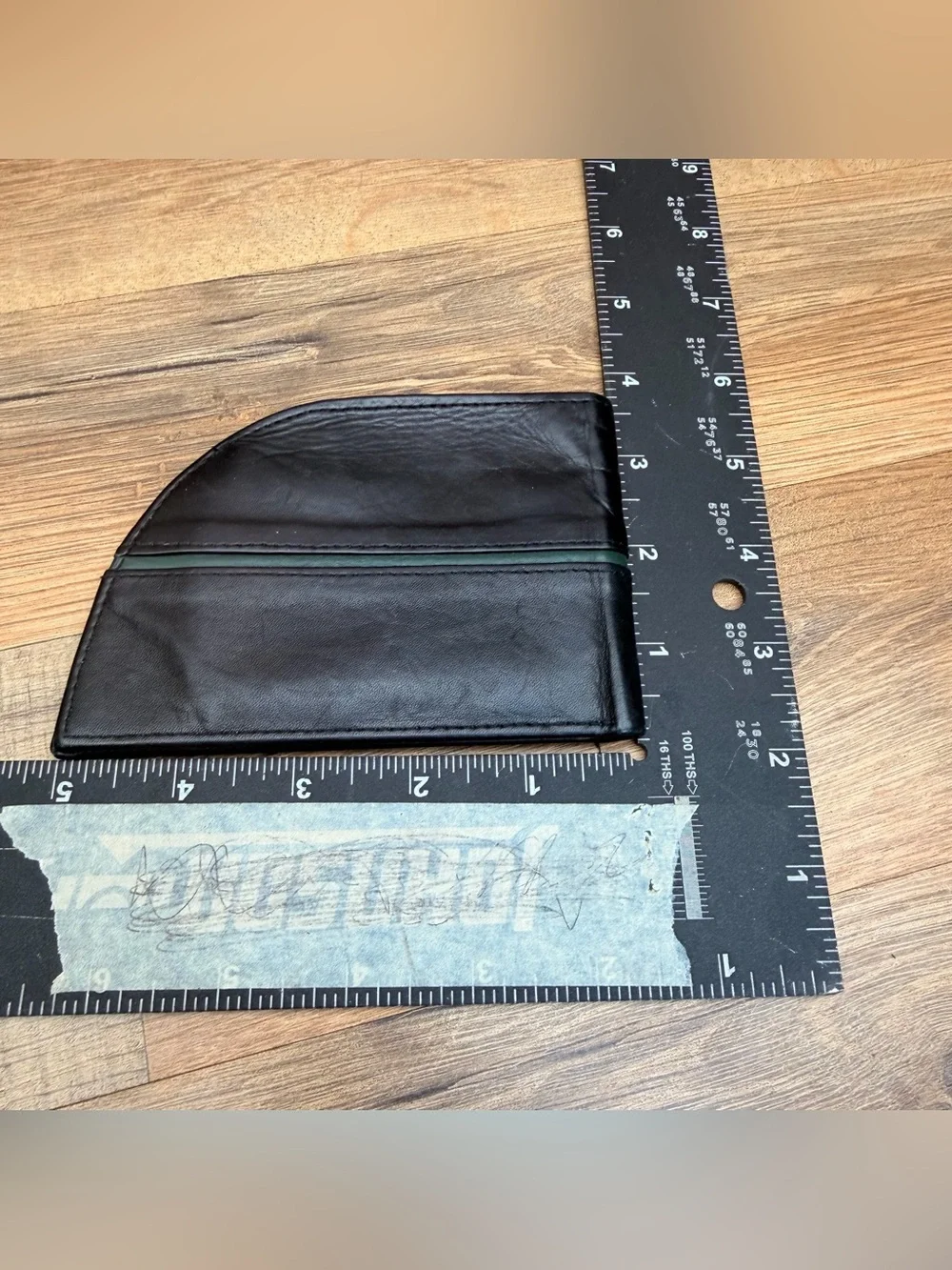 Rogue wallet Black Leather Card Holder with Green Accent
